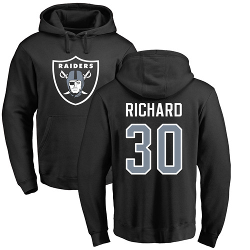 Men Oakland Raiders Black Jalen Richard Name and Number Logo NFL Football #30 Pullover Hoodie Sweatshirts->nfl t-shirts->Sports Accessory